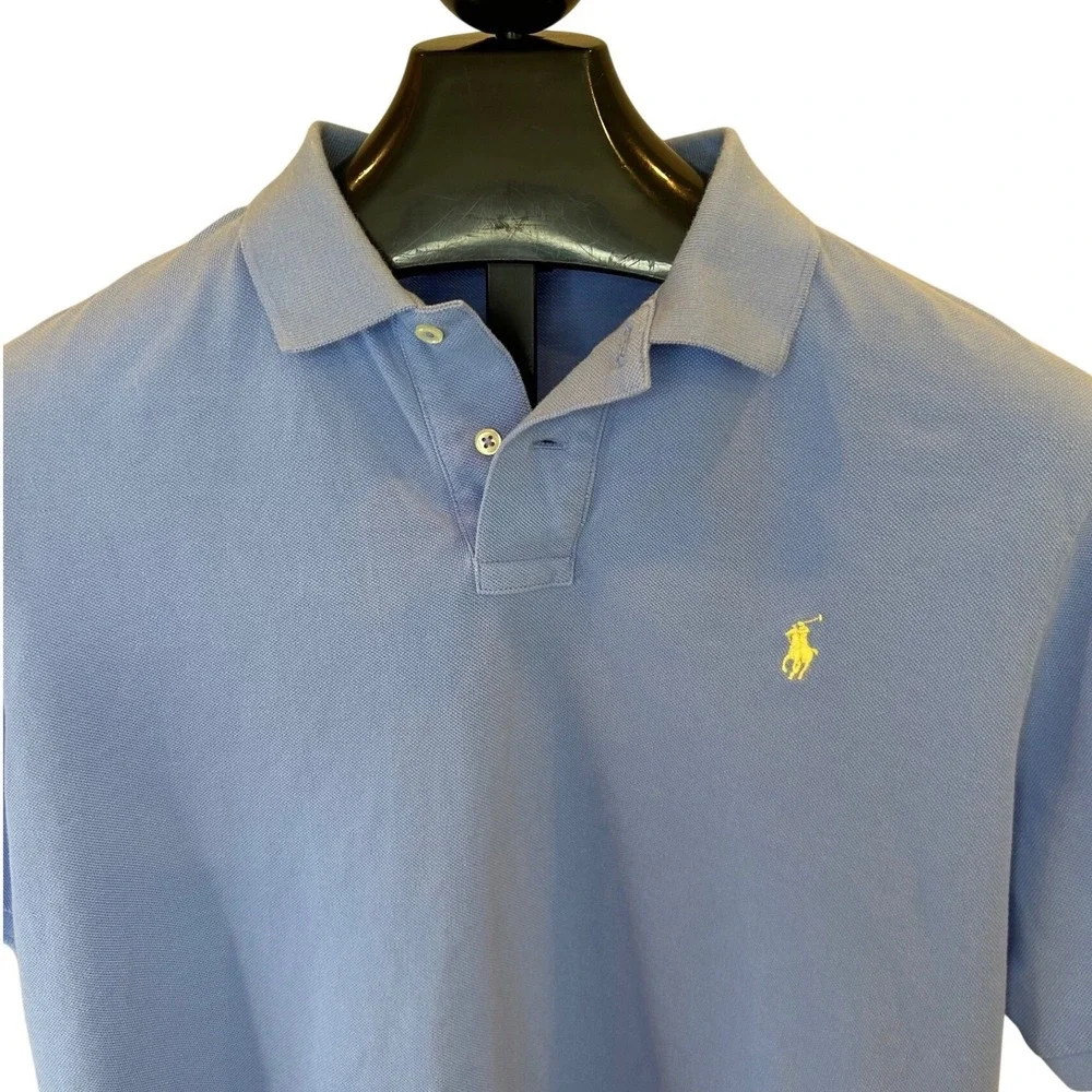 Polo Ralph Lauren Mens XL Classic Fit Short Sleeve Pique Polo Shirt Light Blue